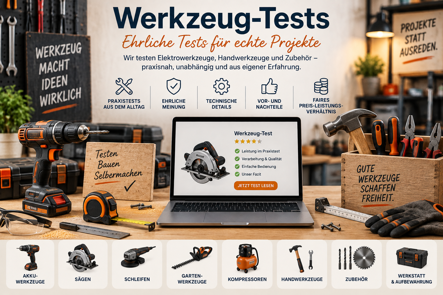 Werkzeug-Tests und Erfahrungen mit Elektrowerkzeugen, Handwerkzeugen und Zubehör